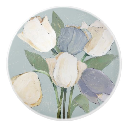 Franse tulpen keramische knop (Voorkant)