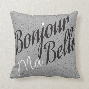 Franse typografie Bonjour Ma Belle Custom Kussen