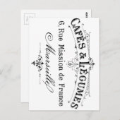  franse typografie cafés et legumes briefkaart (Voorkant / Achterkant)