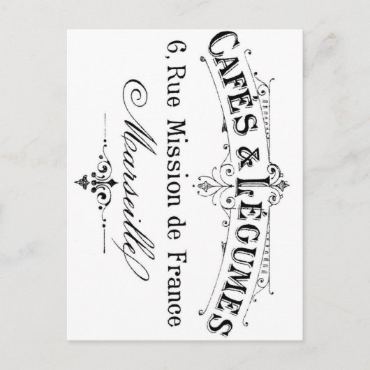  franse typografie cafés et legumes briefkaart (Voorkant)