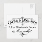  franse typografie cafés et legumes briefkaart (Voorkant / Achterkant)