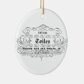  franse typografie katoentoilet keramisch ornament (Rechts)