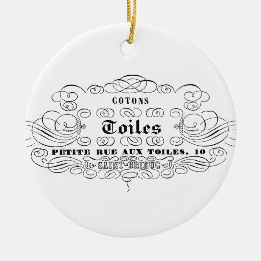  franse typografie katoentoilet keramisch ornament (Voorkant)