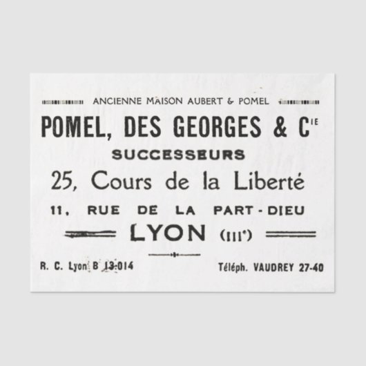  Franse typografie Lyon Business Tissuepapier (Voorkant)