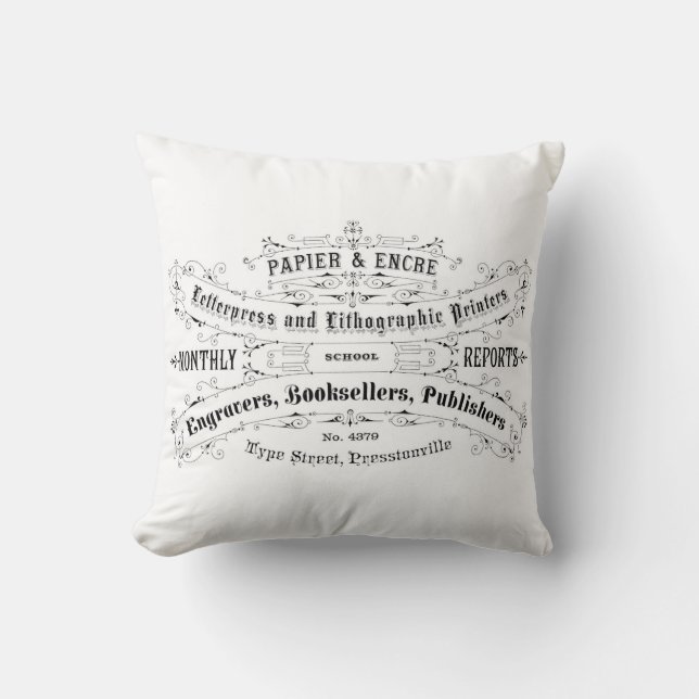 franse  typografie shabby kussen (Voorkant)