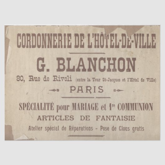 Franse Typografie Torn Edge ontkoppeld Parijs Shoe Tissuepapier (Voorkant)