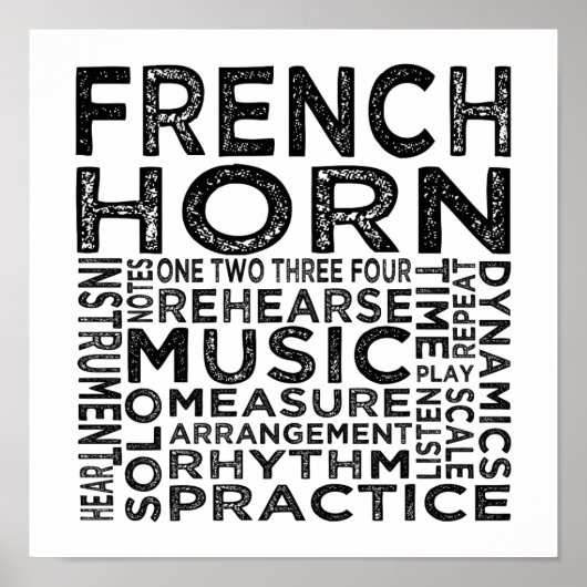Franse Typografie van Horn Poster (Voorkant)