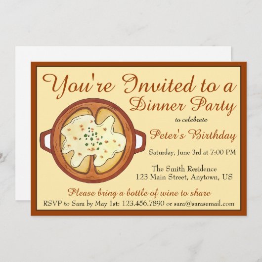 Franse uithonneep voedseldiner-feest Supper Club Kaart (Voorkant / Achterkant)