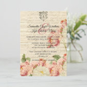 Franse uitnodiging voor een  brief en Rozen voor w (Staand voorkant)