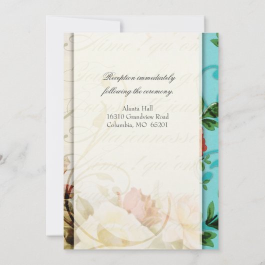 Franse  uitnodiging voor Shabby-chic (Achterkant)