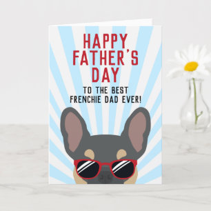 Franse Vaderdag Blauw en Bruine Franse Bulldog Kaart