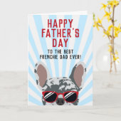 Franse Vaderdag Blue Merle Franse Bulldog Kaart (Gele Bloem)