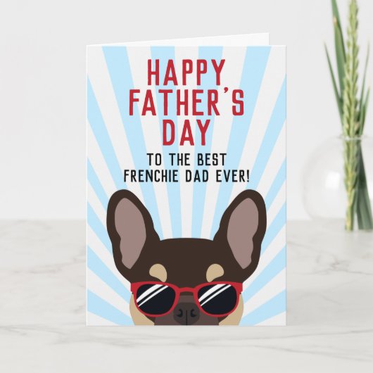 Franse Vaderdag Bruine en Tannine Franse Bulldog Kaart (Voorkant)