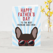 Franse Vaderdag Bruine Franse Bulldog Kaart (Gele Bloem)