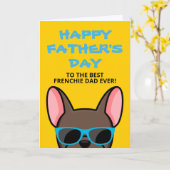 Franse Vaderdag Bruine Franse Bulldog Kaart (Gele Bloem)