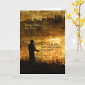 Franse Vaderdag Fisherman Sunrise Pond Kaart (Gele Bloem)