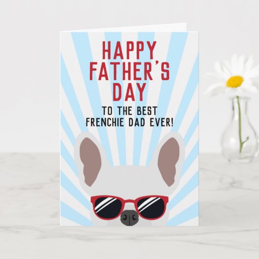 Franse Vaderdag Witte Franse Bulldog Kaart (Kleine Plant)