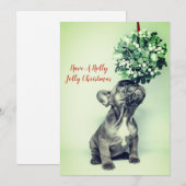 Franse vakantiekaart voor bullehond en mistletoe feestdagenkaart (Voorkant / Achterkant)
