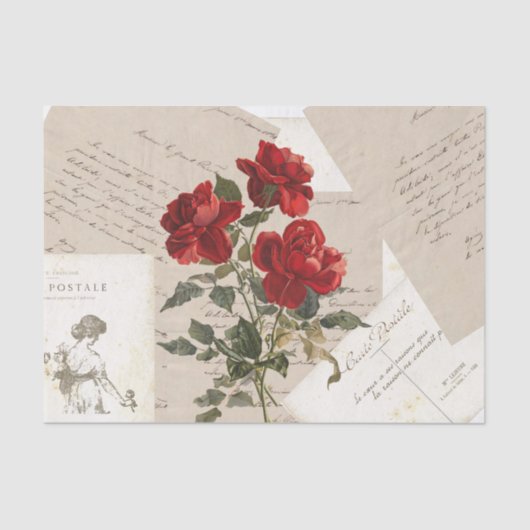  Franse Valentijn Love Letter Red Rose Tissuepapier (Voorkant)