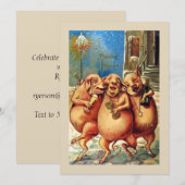 Franse Varkens vieren het nieuwjaar  Kaart (Voorkant / Achterkant)