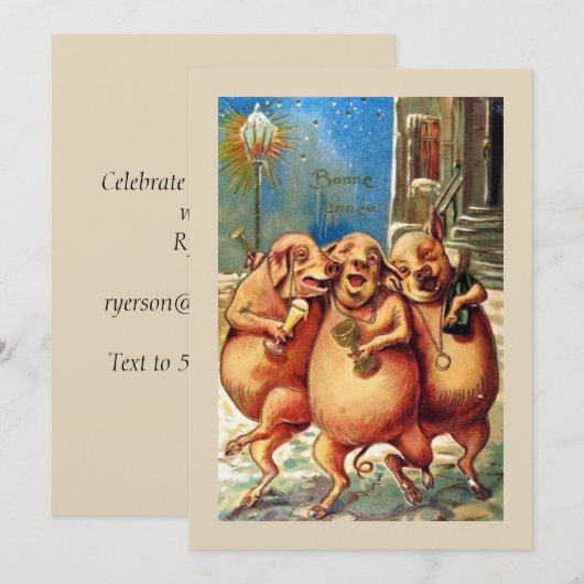 Franse Varkens vieren het nieuwjaar  Kaart (Voorkant / Achterkant)