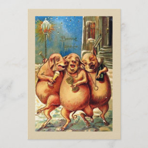 Franse Varkens vieren het nieuwjaar  Kaart