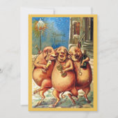 Franse varkens vieren nieuwjaar Vintage Kaart (Voorkant)