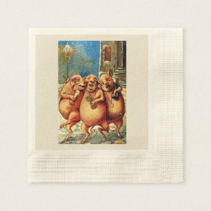 Franse varkens vieren nieuwjaar Vintage Servet