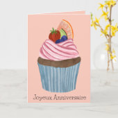 Franse verjaardag fruit cupcake kaart (Gele Bloem)
