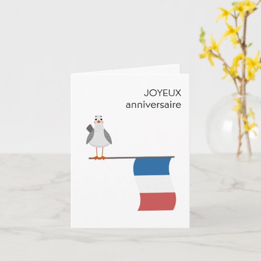 Franse Verjaardag Kaart - Joyeux anniversaire (Gele Bloem)