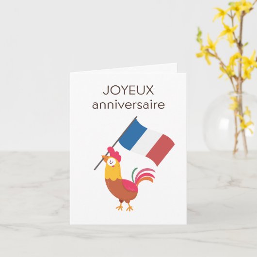 Franse Verjaardag Kaart - Joyeux anniversaire (Gele Bloem)