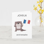 Franse Verjaardag Kaart - Joyeux anniversaire (Gele Bloem)