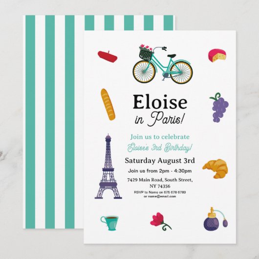 Franse verjaardag Paris Girls Fun - Elke leeftijd Kaart (Voorkant / Achterkant)