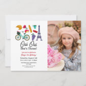 Franse verjaardag Paris Oui Oui Drie meisjes Foto Kaart (Voorkant)