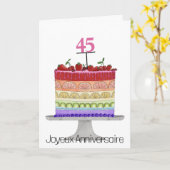 Franse Verjaardag Regenboog Kleuren Taart Kaart (Gele Bloem)