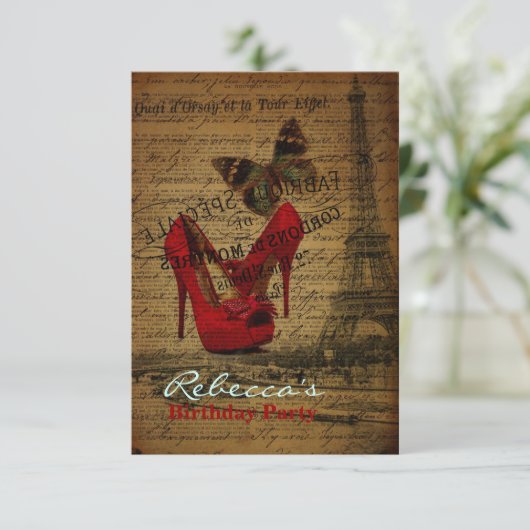 franse  verjaardag van elegant parijs kaart (Staand voorkant)