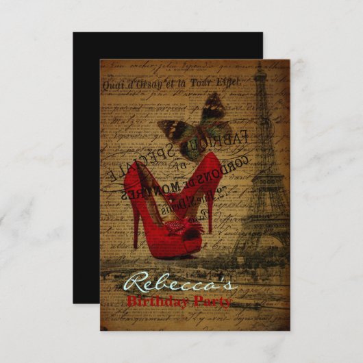 franse  verjaardag van elegant parijs kaart (Voorkant / Achterkant)