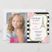 Franse verjaardagsfoto uitnodiging roze goud (Voorkant)