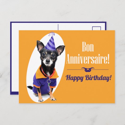 Franse verjaardagskaart briefkaart (Voorkant / Achterkant)