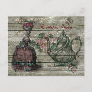 franse verjaardagspartij teapot marie antoinette kaart