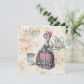 franse verjaardagspartij teapot marie antoinette kaart (Staand voorkant)