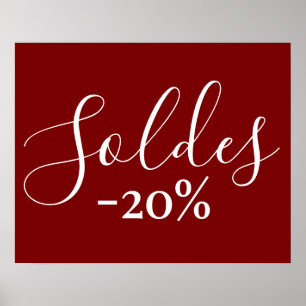 Franse verkoop teken in Bourgogne, 20% korting op  Poster