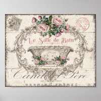 Franse Victoriaans badkuip Cherubs roze rozen Post