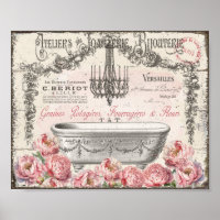 Franse Victoriaans badkuip Pioenrozen Kroonluchter
