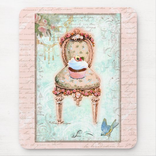 Franse Victoriaans Cupcake-stijl Muismat (Voorkant)