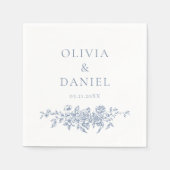 Franse Victoriaans Dusty Blue Wedding  Bloemen Servet (Voorkant)