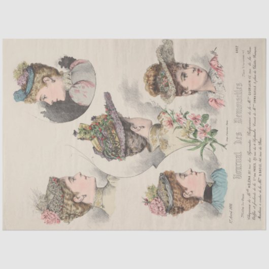  Franse Victoriaans lente Petten Decoupage Tissuepapier (Voorkant)