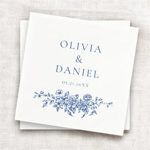 Franse Victoriaans Navy Blue Wedding Bloemen Servet