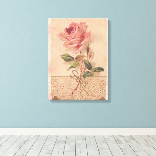 Franse Victoriaans roze roze roze Canvas Afdruk (Insitu (Houten vloer))