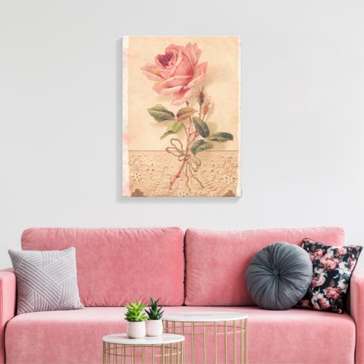 Franse Victoriaans roze roze roze Canvas Afdruk (Insitu (Woonkamer))